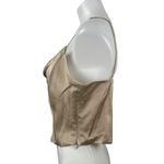 ZARA Women's Gold Tan Satin Sleeveless Cami Camisole Cowl Neck Crop Tank Top L Photo 1