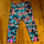 Old Navy  Pink and Green Floral Leggings Vibrant Stretchy Bottoms Photo 1