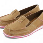 Ariat Women’s Cruiser Size 7.5 Tan Suede Pink Slip On Loafer Flat Casual Photo 0