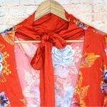 Free People | Summer Red Orange 2 AM Floral Mini Dress High Neck Scoop Back Photo 10