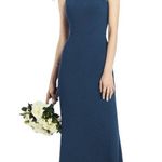 After Six Navy Bow Neck Open Back Trumpet Gown 14 New Photo 1