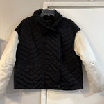 Isabel Marant  Black Cream Ivory Quilted Chore Utility Jacket Bomber Silk Boxy 40 Photo 0
