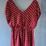 Charming Charlie A Line L Burgundy Wine Gold Polka Dot Deep V Neck Sleeveless Photo 0