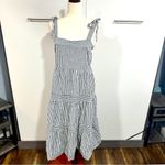 Flower & Feather Size L Midi Dress Navy Striped Tiered Preppy Beach Resort Chic Blue Size L Photo 4