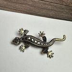 Lia Sophia Rhinestone Lizard Reptile Brooch Pin Gold Tone Photo 0
