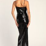 Lulus - Forever Your Girl Black Sequin Faux-Wrap Bodycon Maxi Dress Formal Prom Photo 1
