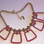 NY Brand Pink and Gold Tone Retro Boho Geometric Statement Necklace Photo 1