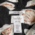 Nicole Miller  Women’s 100% Linen Shirt Black & White Shell Print Button-Up L Photo 2