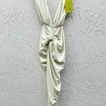 MIA Baobab plunge midi gathered dress XS cream light green Photo 2