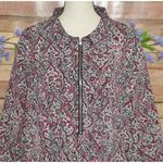 Catherines  Red Black Print 3/4 Sleeve Blouse Top Size 2X 22/24W Half Zip Tunic Photo 1