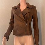 NWT Marrakech Women's Scuba Suede Zoe Moto Jacket distressed Brown SZ Small #74 Photo 0