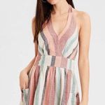 American Eagle MultiColored Stripe Serape Halter Mini Sundress Linen Size Small Photo 0