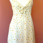 Cotton On  white & yellow floral pattern and tie front cottagecore mini dress MED Photo 0