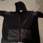 Wildfox boxy zipper hooded sweatshirt terry interior navy blue charmed Photo 0