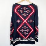 Lauren Ralph Lauren Navy Blue Red Knit Tunic Sweater‎ Women's Size X Photo 2
