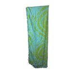 Natural Life Scarf Lightweight Green Blue Tie Dye Pom Pom Trim Boho Chic Photo 2
