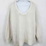 Free People Cream V Neck Sweater Size Medium Boho Photo 0