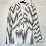 J.Crew NEW Womens Striped Linen Cotton Holland Blazer Size 0 Gray White Striped Photo 1