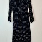 Loft Women’s Long Sleeve Polka Dot Button Down Dress Black White Size 6 FLAW Photo 0