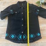 Two Fly Black Corduroy Shirt Jacket Aztec Western Medium Photo 3