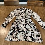 Revolve Nicholas Luna Romantic Silk Floral Mini Dress Tiered Ruffle long sleeve Black Size 0 Photo 6