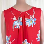 W5 Anthropology  Sleeveless High Low V-Neck Floral Top Blouse Sz Large Orange Photo 5