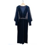 Tadashi Shoji NEW Lace Velvet Jumpsuit Navy Blue Sz 20 Photo 1
