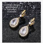 NEW Elegant Clip on Earrings Sparkling Teardrop Dangle Clip Wedding Prom Silver Photo 1