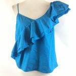 Free Press  Blue Asymmetrical Ruffled Tank Top Photo 1