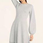 J.Crew New  L Knit Dress Sweater Metallic Silver Long Sleeve Mini Balloon Sleeve Photo 0