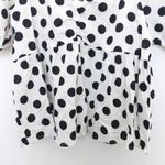 Cliché Womens Top Sz L White Black Polka Dot Puff Sleeve Babydoll Cottage Retro Size L Photo 3