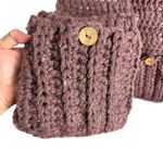 Handmade Hand Knit Grandma Wool Blend Soft Chunky Mauve Long Scarf w Pockets Boho Cozy Photo 4