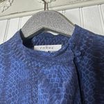 Frame  Blue Snake Print Silk Button Down Blouse Photo 2