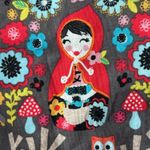 Retrolicious Little Red Riding Hood Print Dress Gray Fairy Tale Wolf Owl Medium Black Photo 11
