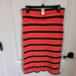 Aerie Striped Midi Pencil Skirt Ribbed Pink Side Slit Summer Funky Retro Large Photo 4