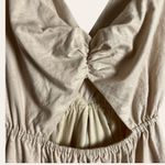 Charlie Holiday Lilian Oat Beige Tiered Cut Out Linen Midi Dress Size XL Photo 7