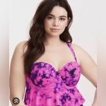 Torrid  Pink and Purple Tie Dye Peplum Bikini Top- 3 Photo 1