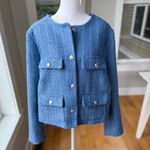 H&M  Cornflower Blue Tweed Cropped Lady Jacket Size XXL Photo 9