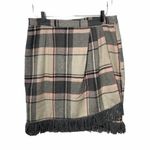 For Cynthia  Skirt Wool Blend Faux Wrap Fringe Plaid Business Casual Office Large Photo 1