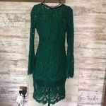 Lulus Enrapturing Elegance Green Lace Long Sleeve Midi Dress size small bridal​​ Photo 4