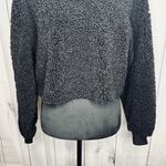 Wild Fable  Black Sz S Cropped Sweater Solid Teddy Bear Fleece Sherpa Photo 2