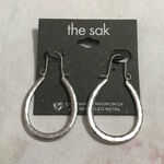 The Sak  Simple Matte Silver Tone Hammered Hoops Photo 0