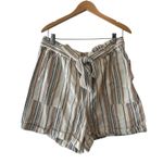 Lucky Brand NWT Linen Blend Paperbag Shorts Tan Striped High Waist Size Large Photo 1