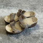 Dansko  Sophie Sandals Womens 40 Taupe Buckle Wedge Heels Slip On US 10 10.5 Photo 3