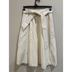 Who What Wear  Faux Leather Skirt Belted Cream‎ Midi Skater Women's Size 2 Photo 2