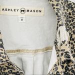 Ashley Mason 18. Distressed Denim Leopard Print Jacket Size Medium Classic Cut Photo 1