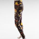 LuLaRoe Taupe Bicycles & Backpacks Novelty Knit Leggings One Size (2-12) Photo 1