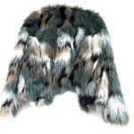 Willow & Clay  Women's Green Teal Spotted Furry Faux Fur Jacket Size Small Photo 4