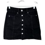 American Eagle Black Denim Jean Skirt Size 00 Button Fly Western Summer Casual Photo 0