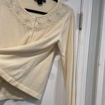 Norton Mcnaughton Norton Mcnaughten Size M Cream Beaded Collar Long Sleeve Button Front Cardigan Photo 2